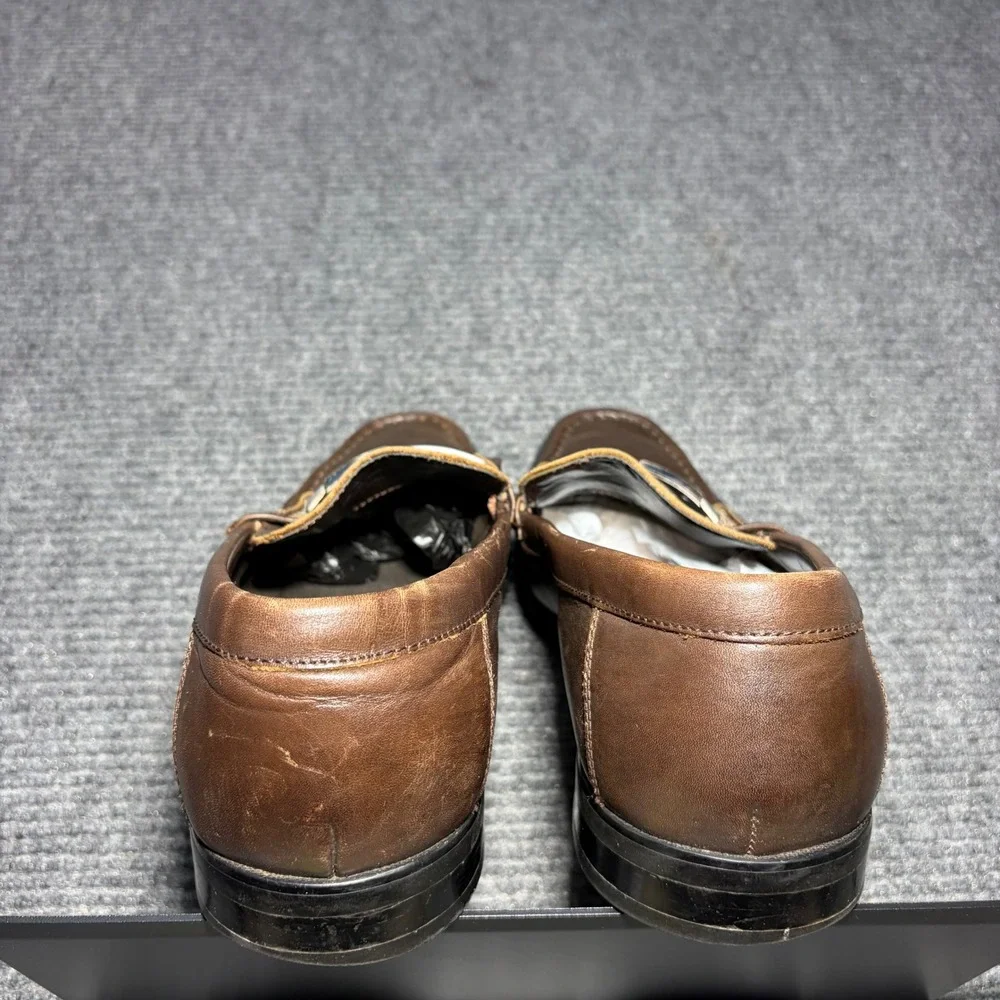 Calvin Klein Cordell Mens Brown Leather Square Toe Loafers Shoes 12M 34F0254